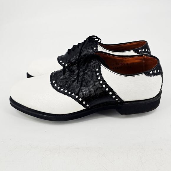 Vintage Pro-Shu Howard & Foster Black & White Leather Mens Golf Shoe 7N - Picture 3 of 11